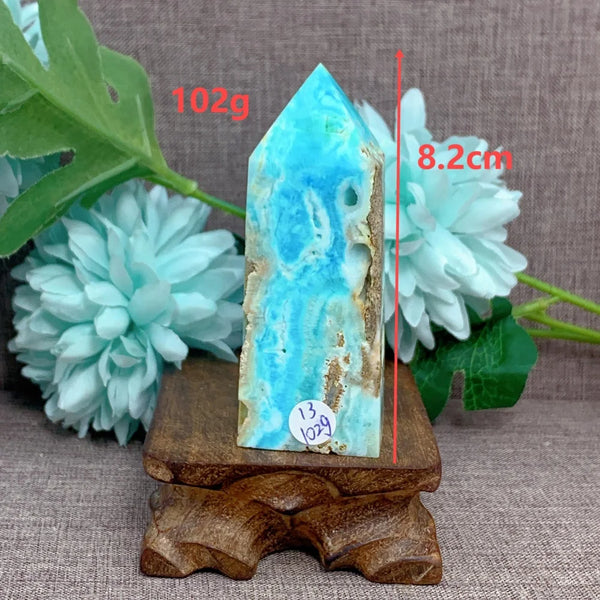 Blue Caribbean Calcite Point-ToShay.org