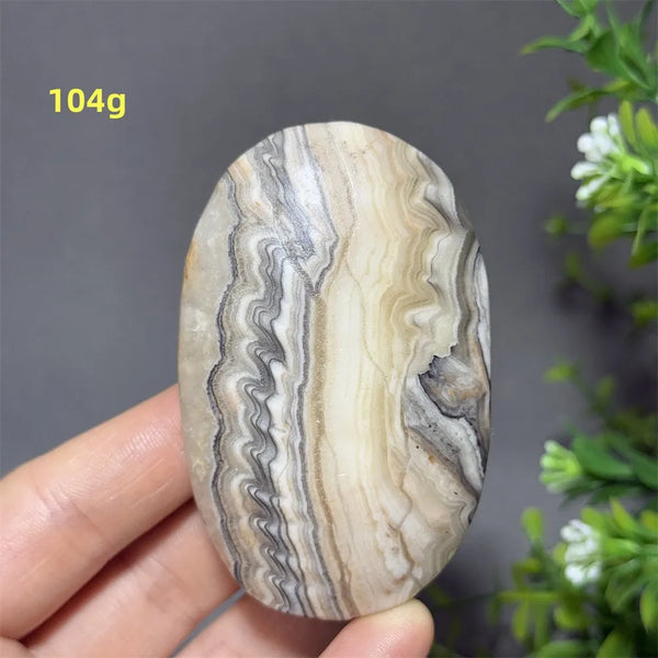 Grey Striped Calcite Palm Stone-ToShay.org