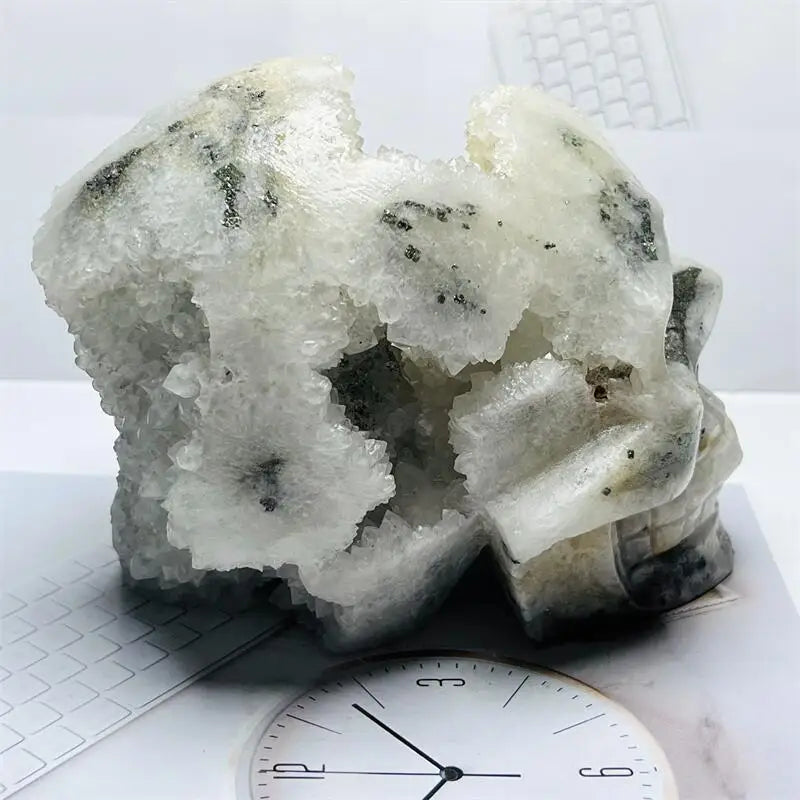 Green Cheetah Quartz Druzy Skull-ToShay.org