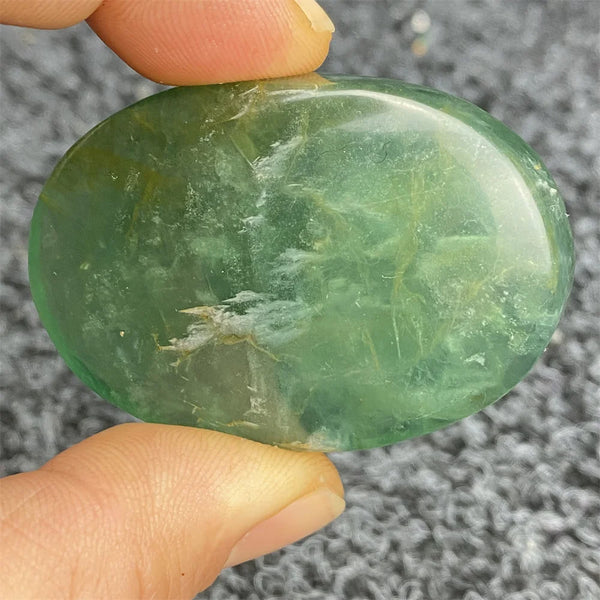 Green Fluorite Palm Stone-ToShay.org