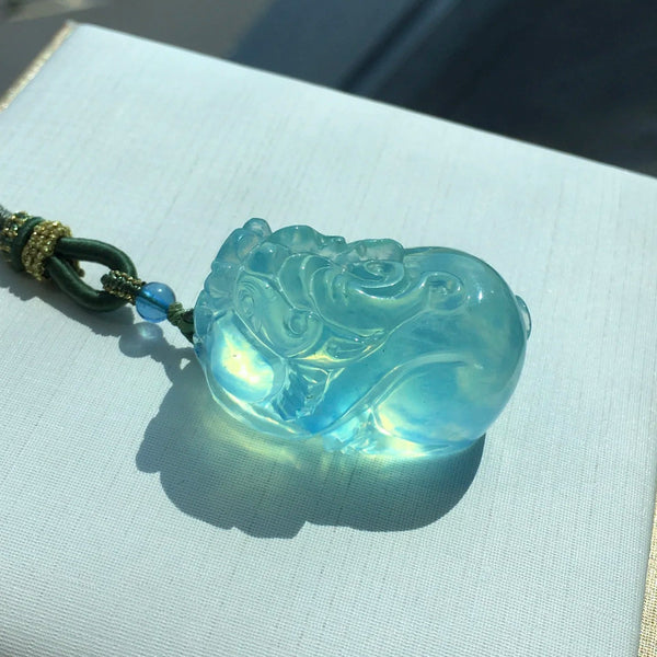 Blue Aquamarine Pixiu Necklace-ToShay.org