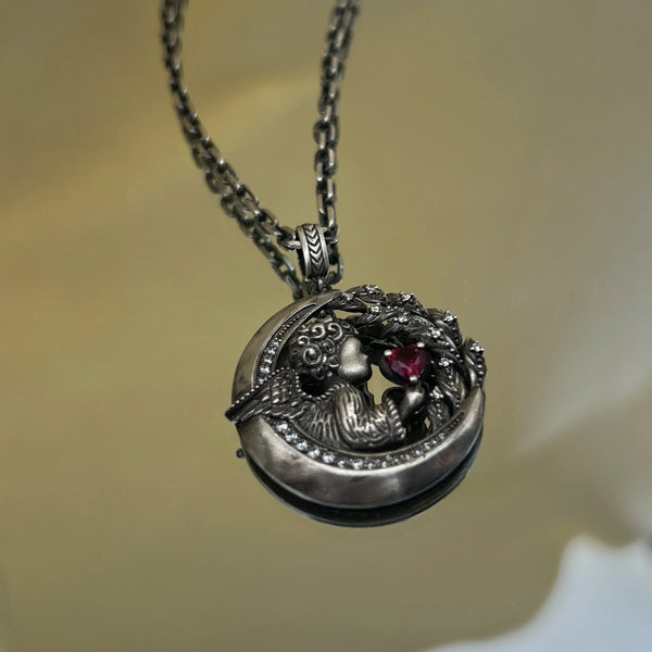 Silver Moon Angel Pendant-ToShay.org