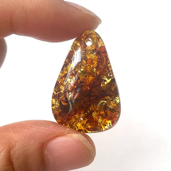 Yellow Piebald Amber Pendant-ToShay.org