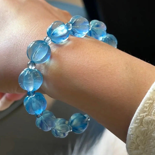 Blue Aquamarine Pumpkin Bracelet-ToShay.org