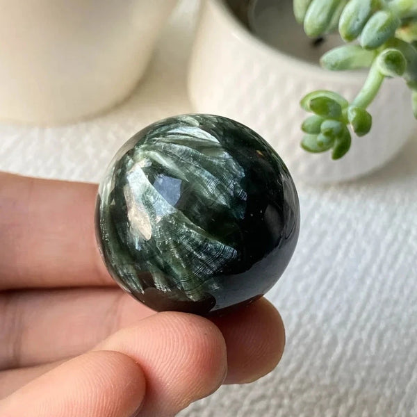 Green Seraphinite Crystal Ball-ToShay.org