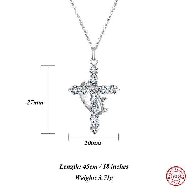 Silver Diamond Cross Pendant-ToShay.org