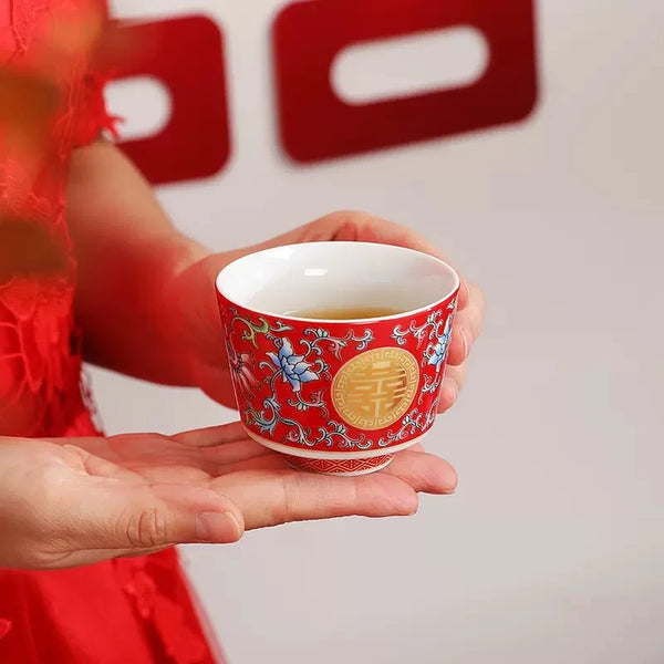 Red Enamel Tea Set-ToShay.org