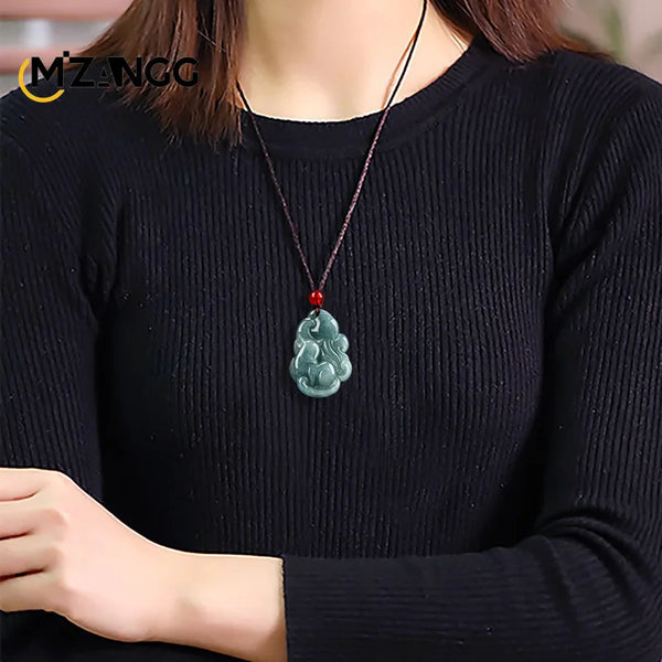 Blue Jadeite Fox Pendant-ToShay.org