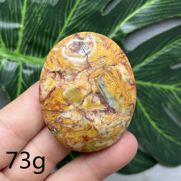 Yellow Crazy Agate Palm Stone-ToShay.org