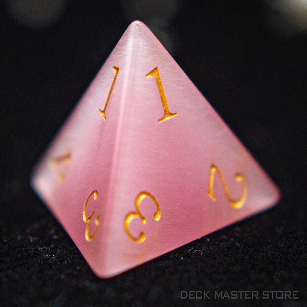 Pink Cats Eye Platonic Solid Dice-ToShay.org