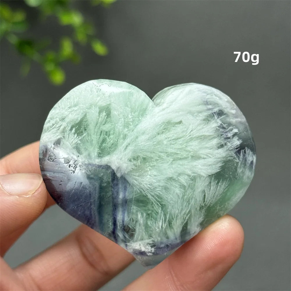 Green Feather Fluorite Heart-ToShay.org