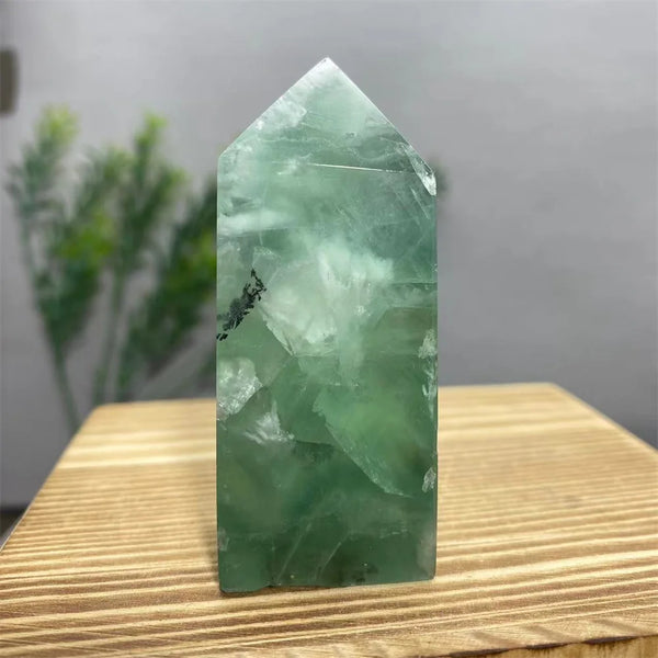 Green Feather Fluorite Wand-ToShay.org