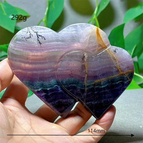 Rainbow Fluorite Double Heart-ToShay.org