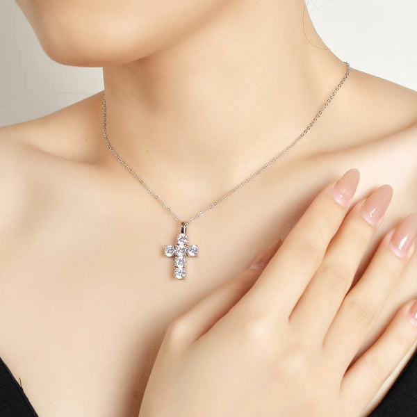 Silver Diamond Cross Pendant-ToShay.org