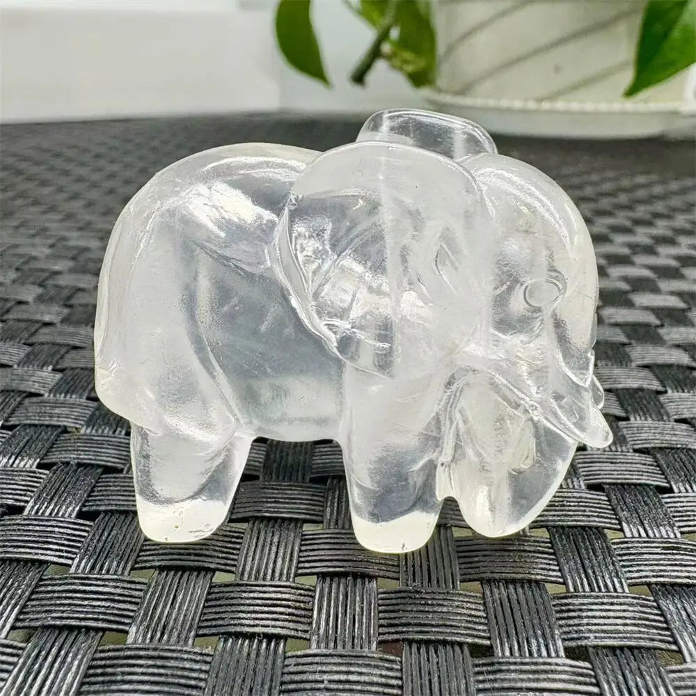 4.8cm 4.8cm Natural Crystal Quartz Elephant Carving - Reiki Healing Gemstone Sculpture Mineral Artwork for Collection And Gift-ToShay.org