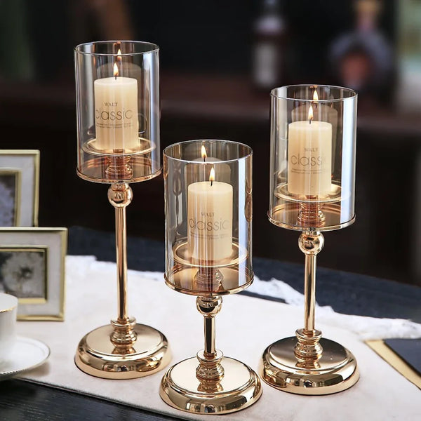 Gold Glass Candle Holder-ToShay.org