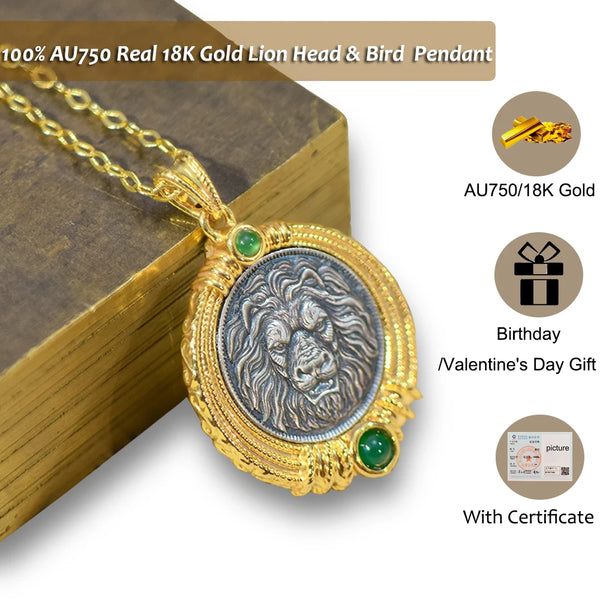 Gold Lion Head Coin Pendant-ToShay.org