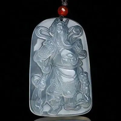 White Chalcedony Guan Gong Pendant-ToShay.org