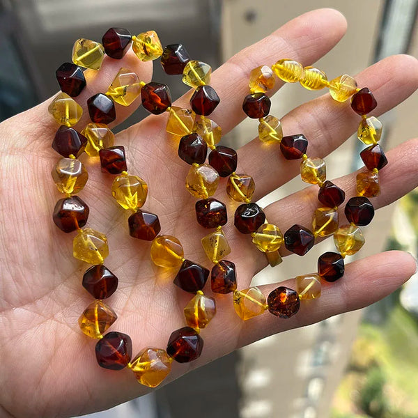 Yellow Amber Bead Necklace-ToShay.org
