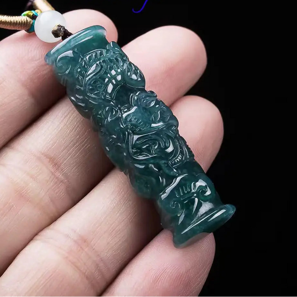 Green Jadeite Dragon Pendant-ToShay.org