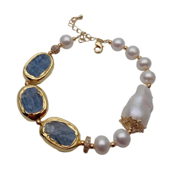 Blue Kyanite Pearl Bracelet-ToShay.org