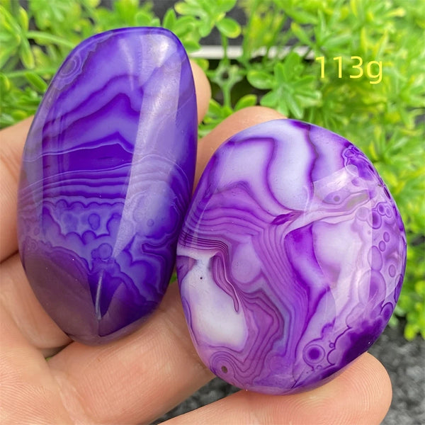 Purple Silk Agate Palm Stone-ToShay.org