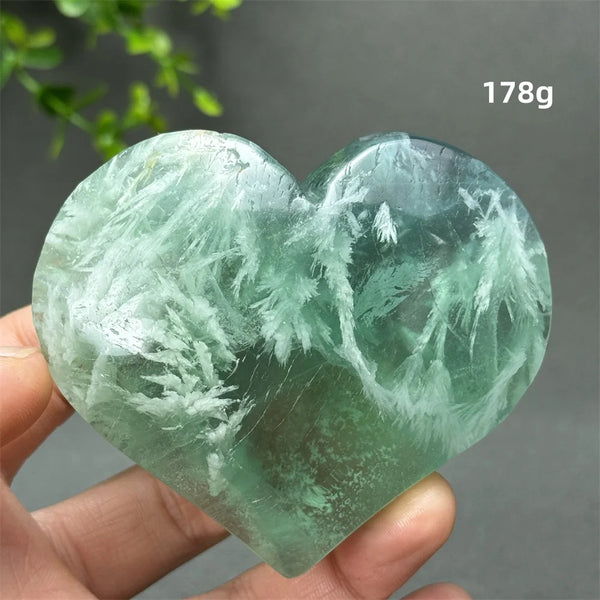 Green Feather Fluorite Heart-ToShay.org