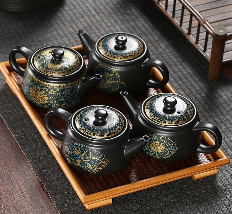 Black Gold Glaze Ceramic Tea Pot-ToShay.org