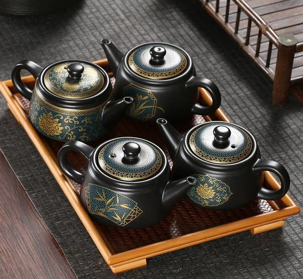 Black Gold Glaze Ceramic Tea Pot-ToShay.org