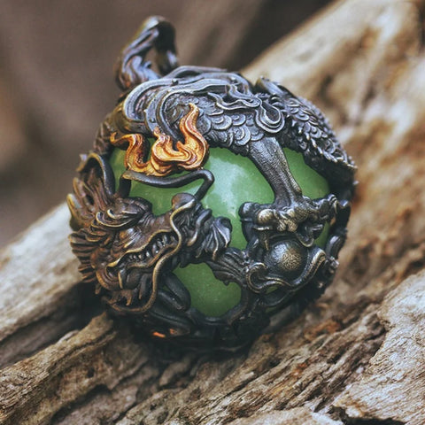 Silver Dragon Ball Pendant-ToShay.org