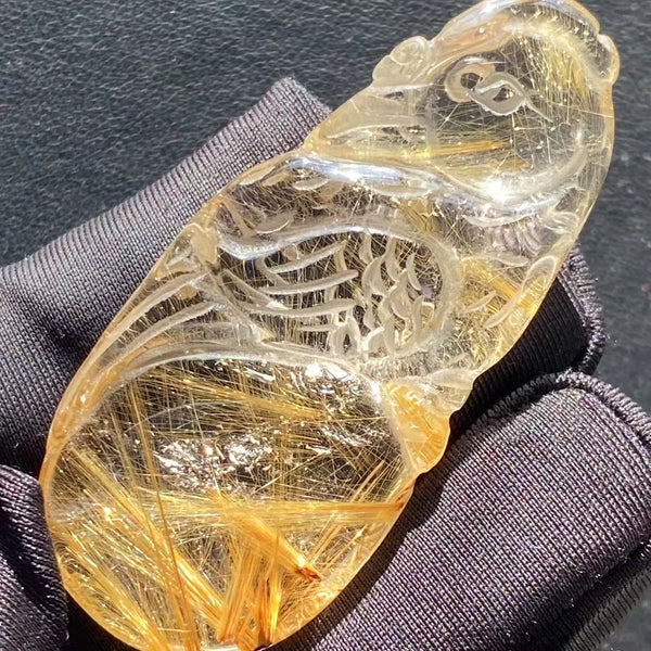 Gold Rutilated Quartz Pendant-ToShay.org