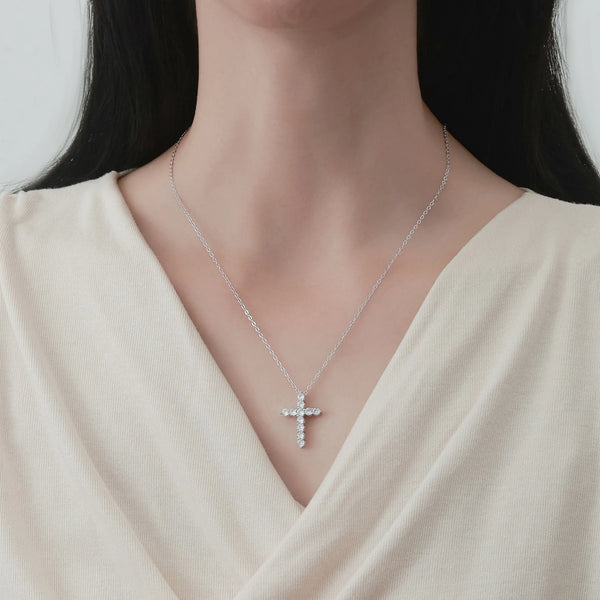 Silver Diamond Cross Pendant-ToShay.org
