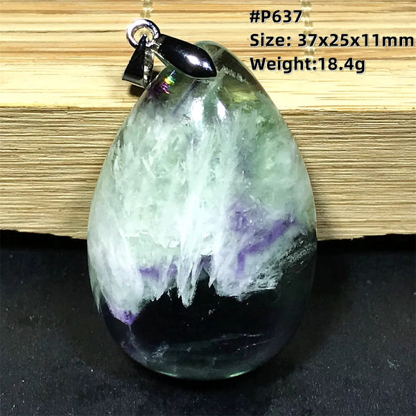 Green Feather Fluorite Pendant-ToShay.org