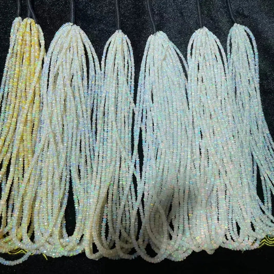 White Opal Rondelle Beads-ToShay.org