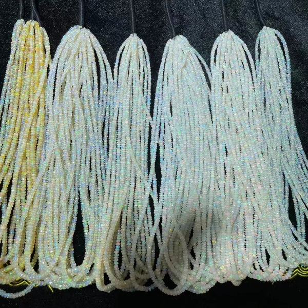 White Opal Rondelle Beads-ToShay.org