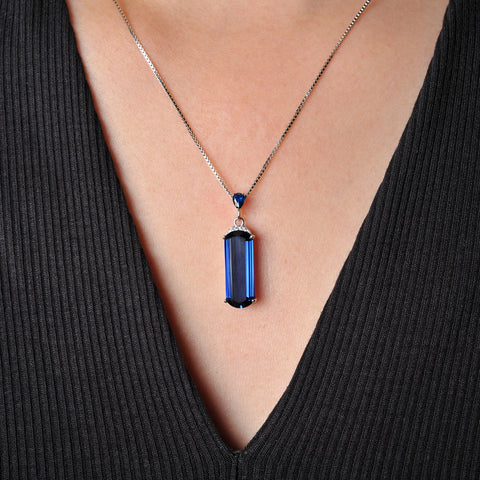 Silver Gemstone Pendant Necklace-ToShay.org