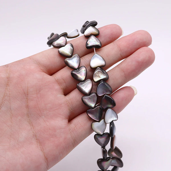 Black Pearl Shell Heart Beads-ToShay.org
