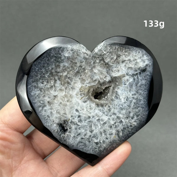 Black Agate Geode Heart-ToShay.org