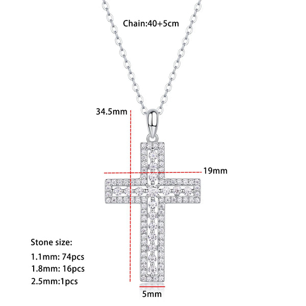 Silver Crystal Cross Necklace-ToShay.org