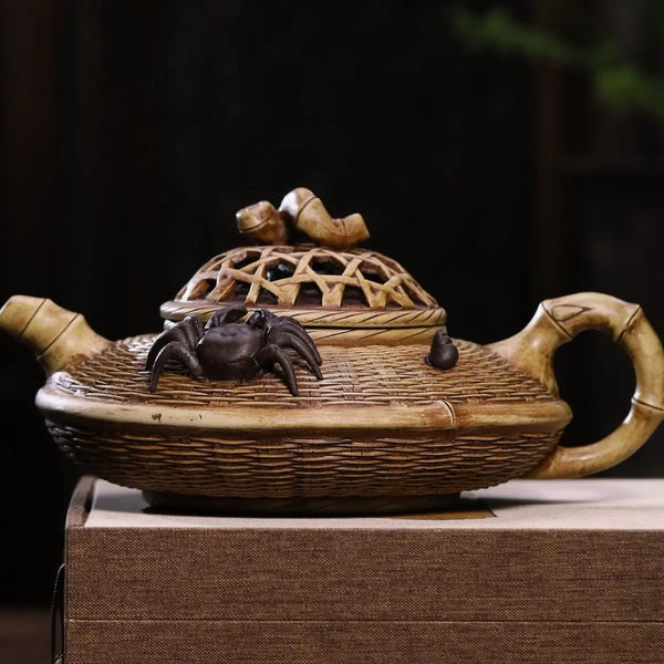 Bamboo Crab Pot Clay Teapot-ToShay.org