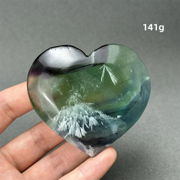 Green Feather Fluorite Heart-ToShay.org