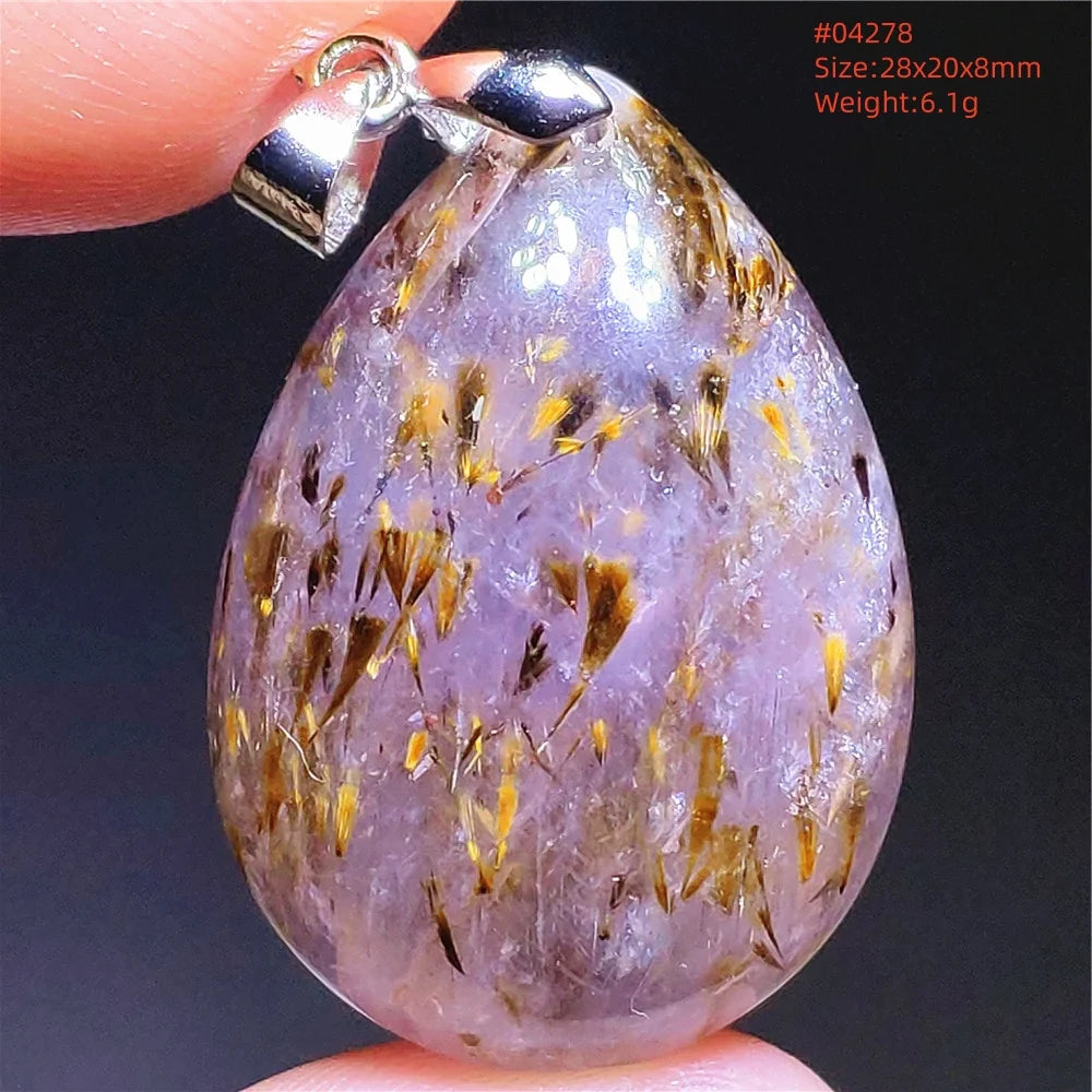Purple Rutilated Auralite Pendant-ToShay.org