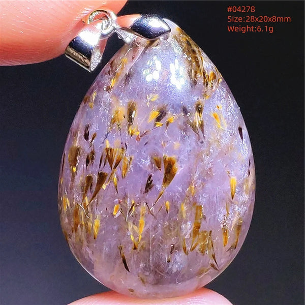 Purple Rutilated Auralite Pendant-ToShay.org