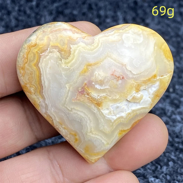 Yellow Crazy Agate Hearts-ToShay.org