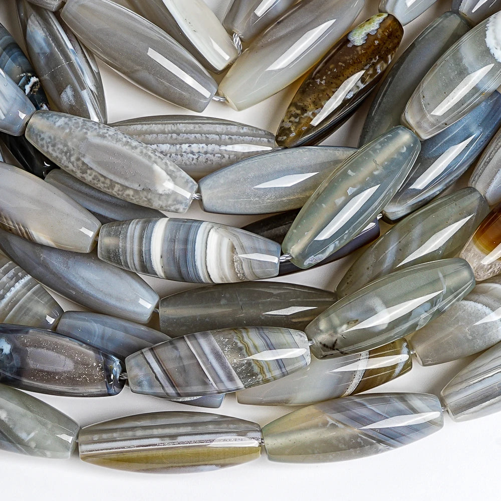 Grey Agate Rice Beads-ToShay.org