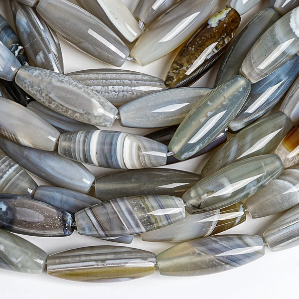 Grey Agate Rice Beads-ToShay.org