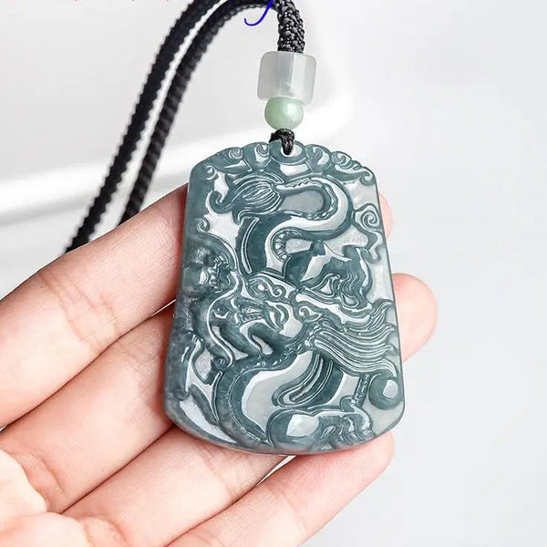 Blue Jadeite Dragon Pendant-ToShay.org