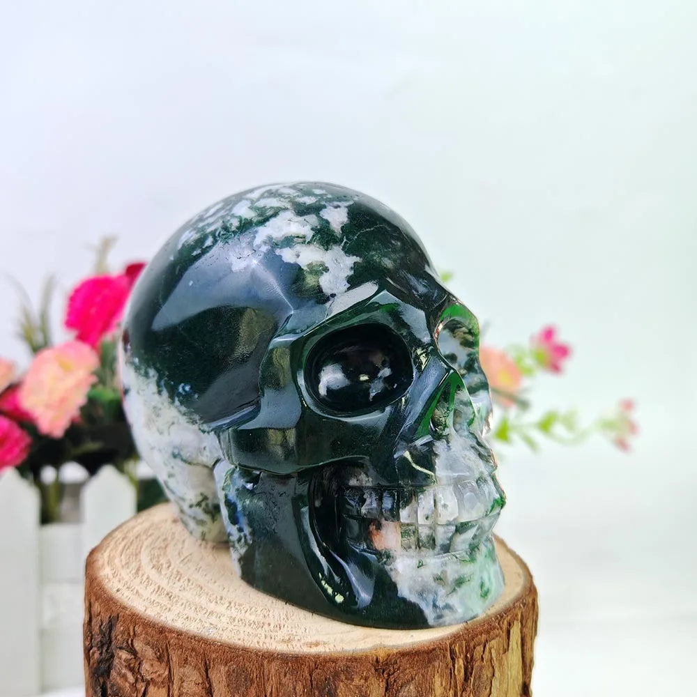 Green Moss Agate Skull-ToShay.org