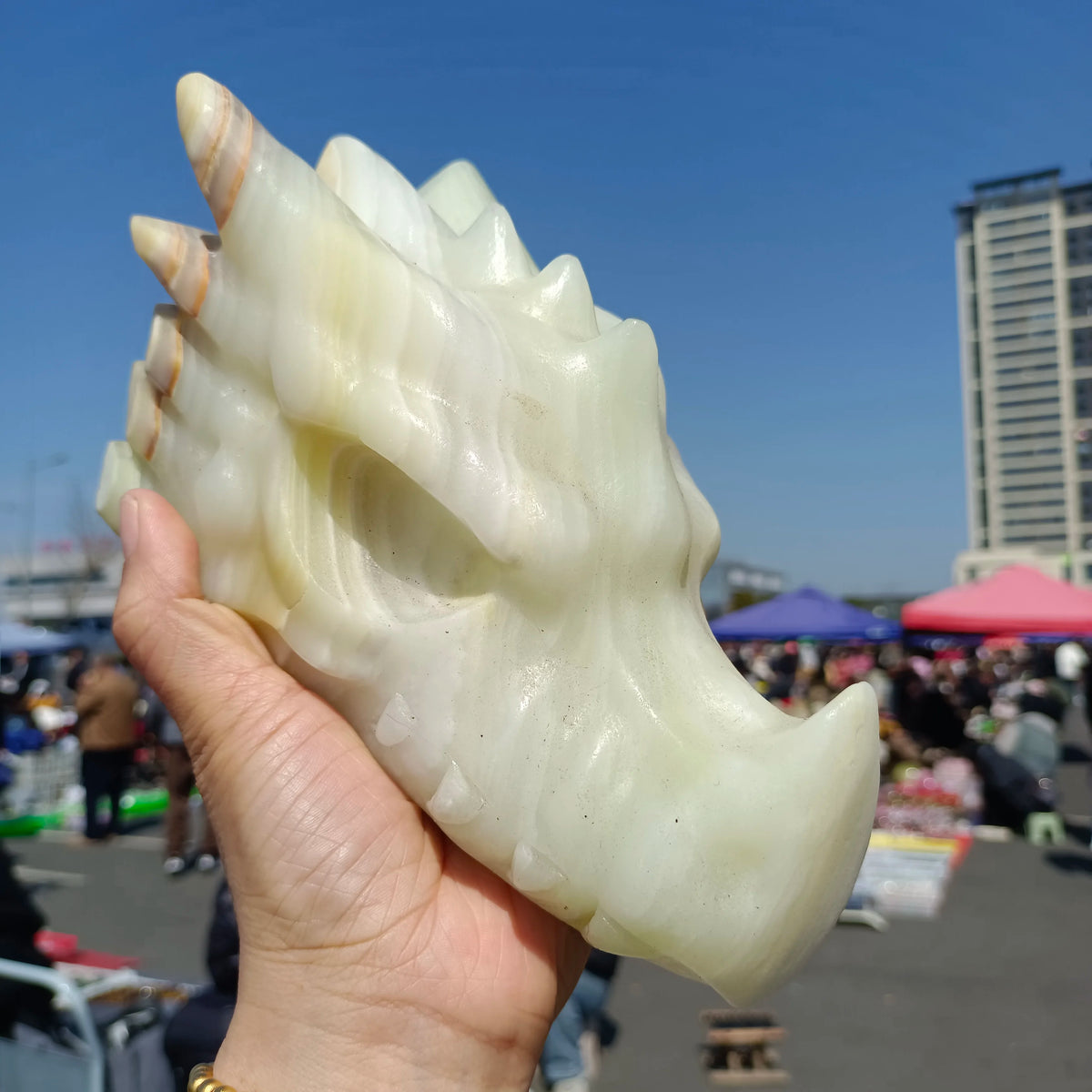 White Jade Dragon Head-ToShay.org
