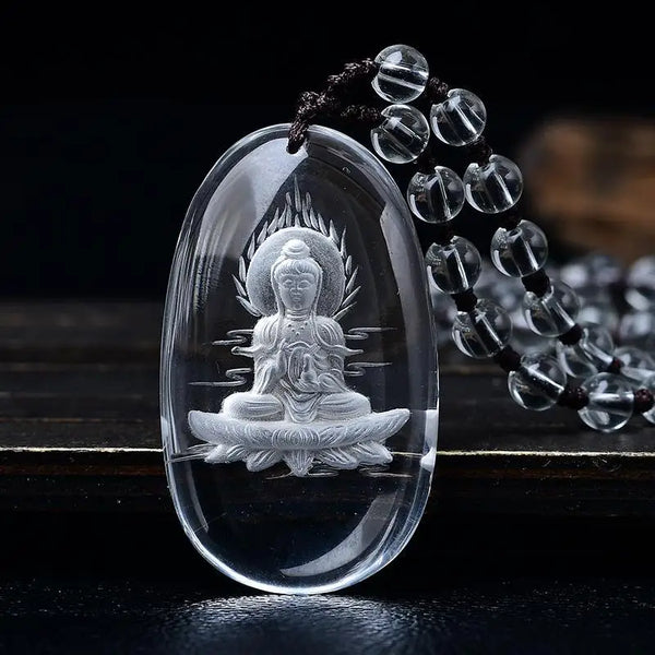 White Crystal Guanyin Pendant-ToShay.org